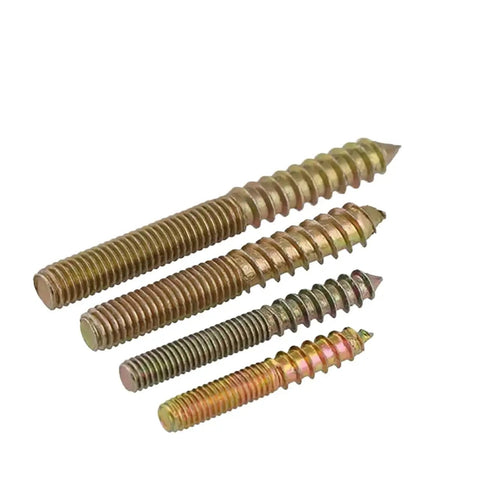 50 Pcs M6 Hanger Bolt Wood To Metal Dowels Double Ended Furniture Fixing Self Tapping Screws M6x60 shown in varied sizes
