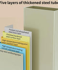 Five layers of thickened steel tube construction in the Slick Foldable Garment Rack With Dual Hanging Rods Roomy Storage Shelves.
