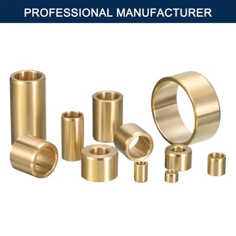 Rugged Cast Brass Sleeve Bearing Five Eighths Inch Bore Seven Eighths Inch Outer Diameter Three Quarters Inch Length Self Lubricating Bushing For Plain Shafts Built Tough With Wear Resistance High Load Capacity Corrosion Resistant brass sleeve bearings shown