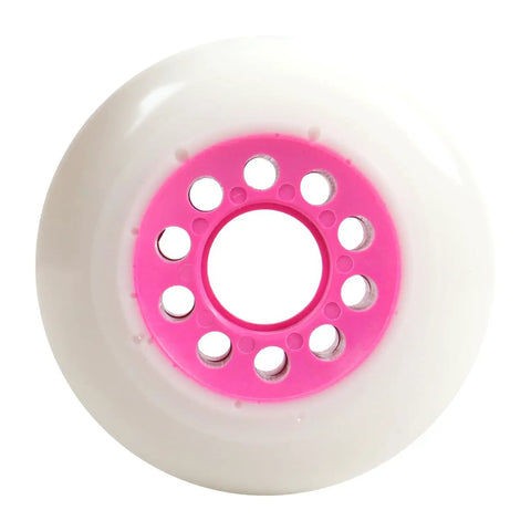 Grit Evo Outdoor Roller Hockey Wheels 76mm White Pink 4 Pack With Evo Spacers For 6mm Axles High Grip Street And Park Play