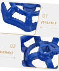 Close-up of blue cast steel water valve handwheel for garden spigots emphasizing versatile and elegant design.