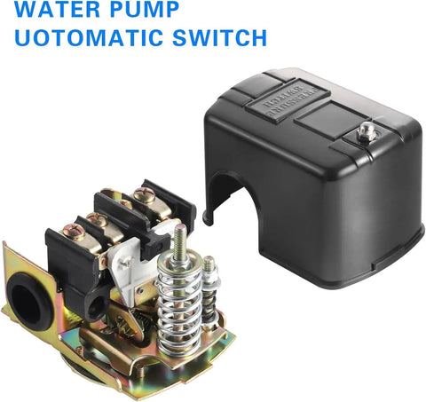 Water Well Pressure Switch With Adjustable Differential Thirty To Fifty PSI Setting One Quarter Inch Female NPT Black Heavy Duty