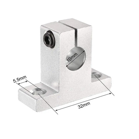 Four Piece SK10 Aluminum Linear Motion Rail Clamps Rod Guides For 10mm Shafts With 5.5mm Mount Holes, corrosion resistant