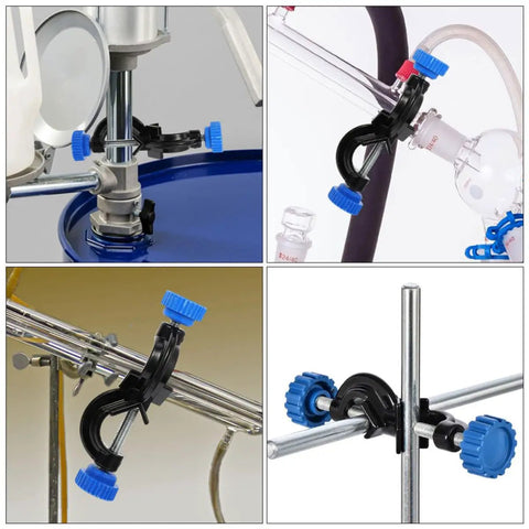 Three Pack Black Aluminum Cross Clamps With Dual Screw Boss Head Adjustable Lab Stand Holder Rock Solid Grip Built Tough And Zero Hassle For Quick Setup Anywhere In Your Lab Or Workshop Space
