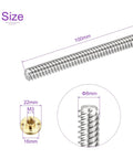 Two Pack 100mm Fully Threaded Lead Screws With Brass Nut Kit For 3D Printers And CNC Machines, 8mm Diameter, 8mm Lead, 2mm Pitch, Stainless Steel Thread Rods, size dimensions shown