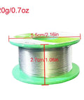 Lead Free Solder Wire With Tin Ninety Nine Point Three Percent And Copper Zero Point Seven Percent Rosin Core Flux For Fast Clean Electronics Soldering Twenty Gram Spool Eight Tenths Millimeter Gauge Thirty One Thou Inch on green spool, 5.5cm diameter, 2.7cm height