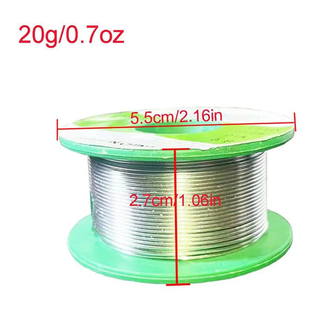 Lead Free Solder Wire With Tin Ninety Nine Point Three Percent And Copper Zero Point Seven Percent Rosin Core Flux For Fast Clean Electronics Soldering Twenty Gram Spool Eight Tenths Millimeter Gauge Thirty One Thou Inch on green spool, 5.5cm diameter, 2.7cm height
