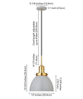 Industrial Dimmable Pendant Light Fixture 12 Inch Wide With Flat Gray Shade And Gold Accents Two Tone Finish with adjustable cord