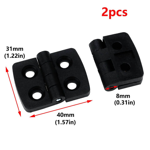 2 Pack Plastic 180 Degree Door Hinges 40mm X 31mm Black With 4 Countersunk Holes Pre Drilled Built Tough Durable Corrosion Resistant Single Action Hinge