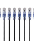10 blue SlimRun Cat6A Ethernet Patch Cable 1ft Snagless RJ45 UTP 550MHz 10G Bare Copper 30AWG for data centers