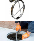 Hella Tough Steel Cable Sewer Snake Drain Auger For Clogged Pipes And Main Lines 20 Feet Long with steel cable and gloves.