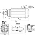 4.5KW 6HP ER32 220V Air Cooled Spindle Motor with High Precision and Four Ceramic Bearings for CNC Router Wood Carving dimension diagram.