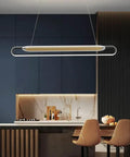 Long Ring Pendant Light With Acrylic Shade, Modern LED Ceiling Hanging Lamp For Living Room and Kitchen over dining area
