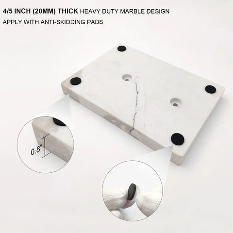 Heavy marble base with anti-skid pads for Free Standing Toilet Paper Holder With Reserve, 20mm thick for no wobble stability.