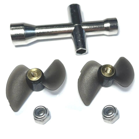Two Pack H102 RC Boat Propellers For H120 H100 H106 H108 With Nuts And Wrench Replacement Propeller Set For TKKJ Skytech High Speed RC Boats