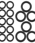 20-Piece Hydraulic Jack O-Ring Kit Rubber Seals For Bottle Jacks And Floor Jacks 0.7 Inch OD 0.5 Inch Lift, black rubber rings displayed