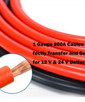 Heavy Duty Jumper Cables 1 Gauge 25 Foot 800 Amp Rock Solid Wiring Tough As Nails For Car Van Truck Tractor Dead Battery Savior Smooth Restart With Lifetime Guarantee close-up of insulated leads, showing copper wires and red and black cables.