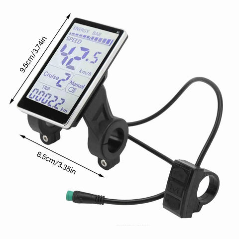 Electric Bike Display Screen Replacement 24V 36V 48V 60V LCD Meter For 31.8mm Or 22.2mm Mount, 5 Pin M5 Electric Bike Screen