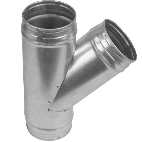 Beefy 4 Inch Duct Splitter With 45 Degree Branch, 4x4x4 Spiral Wye Connector For Exhaust Fans And Dryer Vents, Heavy Duty Galvanized