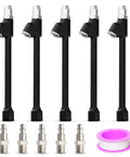 Dual Head Air Chuck Set With One Quarter Inch FNPT, 2 Way Connection Brass Tire Chuck With Quick Plug, black finish, set of five