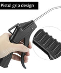Eight Piece Heavy Duty Pistol Grip Air Blower Gun With Angled Nozzle, showing ergonomic pistol grip handle design for ease of use.