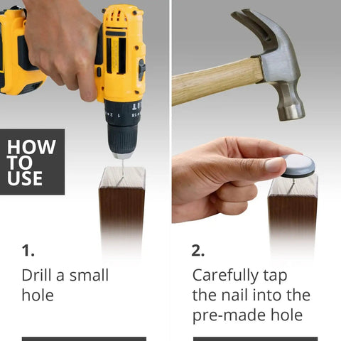 How to use Nail On Furniture Sliders 16 Pack For Chair Legs One Point Five Inch Premium Floor Protectors with steel nails