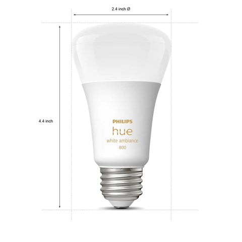 White Ambiance 60W LED Smart Light Starter Kit With Hub And Smart Button Two Pack Featuring Four A19 Bulbs Per Kit single bulb