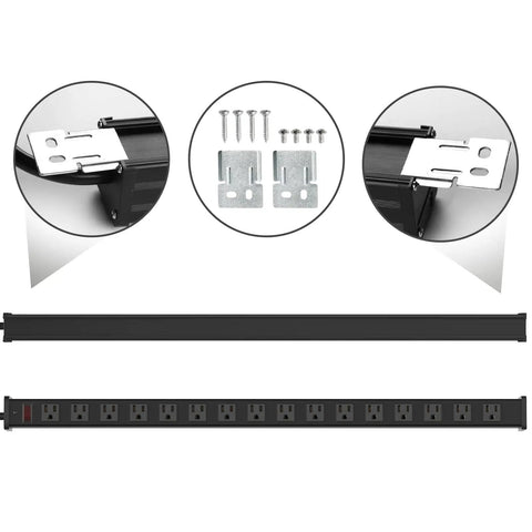 Heavy Duty 16 Outlet Metal Power Strip With 10 Foot Extension Cord Built To Handle Heavy Load Wall Mountable Industrial Grade Tough
