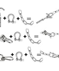 Diagram showing Rugged 3/8 Inch 304 Stainless Steel Screw Pin Anchor Shackles Set of 10 for marine and off-road use.