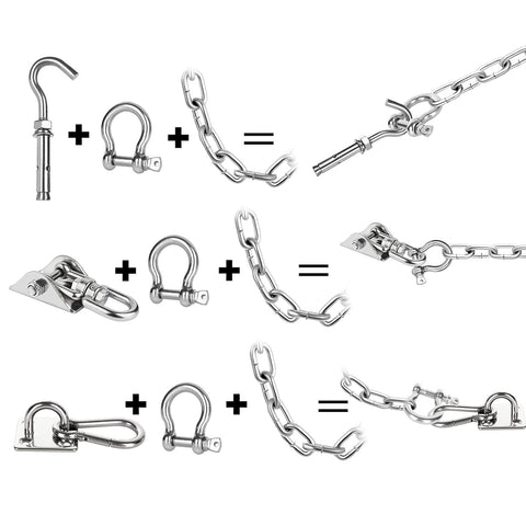 Diagram showing Rugged 3/8 Inch 304 Stainless Steel Screw Pin Anchor Shackles Set of 10 for marine and off-road use.
