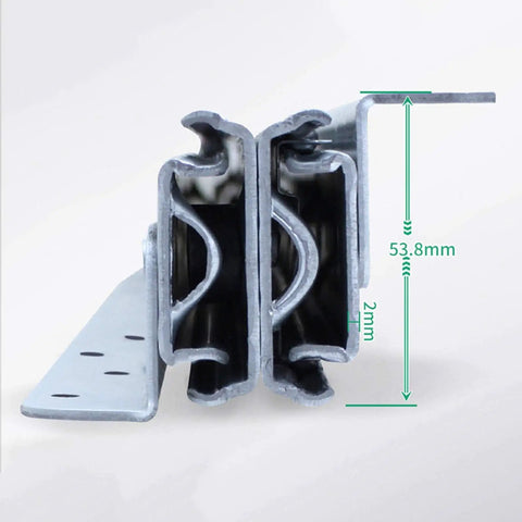 Close-up of Beefy Heavy Duty Drawer Slides with ball bearings, full extension steel guides for 130 kg load, dimensions shown.