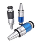 Heavy Duty Tapping Chuck With Floating Retractable BT40 Collet System For CNC Milling Machines showing three collet holders in stainless steel finish.