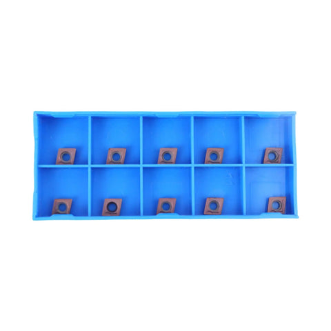 10Pcs CCMT Turning Inserts 21.51 CCMT060204 Carbide Multilayer Coated For Steel And Stainless Steel Machining in blue tray