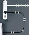 24 Piece Wire Shelf Clip Kit With Screws And Expansion Tubes used to secure cables against a dark wall