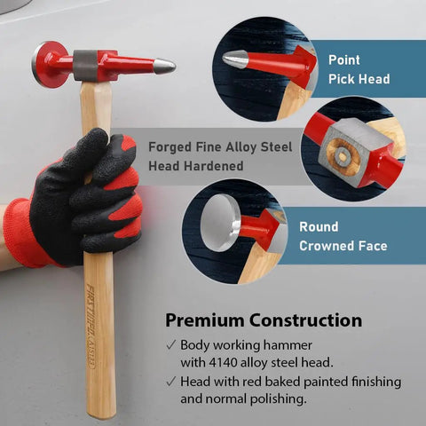 13 Inch Straight Point Pick Auto Body Hammer Featuring A Round Crown Face Built To Knock Out Dents Smooth Sheet Metal And Fix Bumps A Boss Tier Tool Every Pro Mechanic Swears By On The Shop Floor
