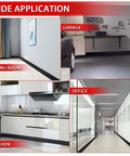 Top Notch Vinyl Wall Base Molding Four Inch Wide Peel And Stick Self Adhesive Rubber Floor Trim in living room, kitchen, garage, office.