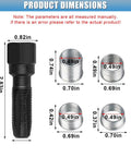 Dimensions of 14mm Spark Plug Thread Repair Kit with tap and four thread inserts for damaged spark plug holes in cylinder head