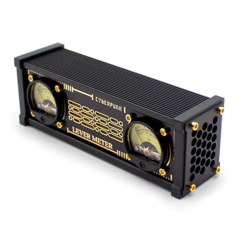 Dope Sound Activated VU Meter With RGB Backlight Desktop Audio Visualizer Built In Microphone No Cables Needed Syncs To Your Music In Real Time With Customizable RGB Colors And Modes Like Breathing And Steady, black metal desktop unit