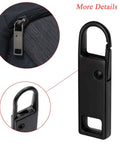 Close-up of black zinc alloy zipper pull in 12 Pack Zipper Pull Tabs Replacement Set Upgraded Easy Fix Detachable Zipper Pulls In Black And Silver Two Sizes 36mm And 30mm For Luggage Jackets Backpacks Boots Purses Coats Durable Zinc Alloy