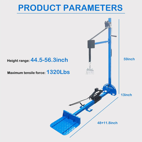 Heavy Duty Auto Body Dent Repair Kit Pro Grade 3 In 1 Sheet Metal Dent Puller dimensions and specs showing tension force of 1320 lbs.