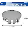 Close-up image of Slick 4 Pack 2.1 Inch 54 MM Wheel Center Hub Caps Snap On Plastic Steel Rim Covers showing size dimensions.