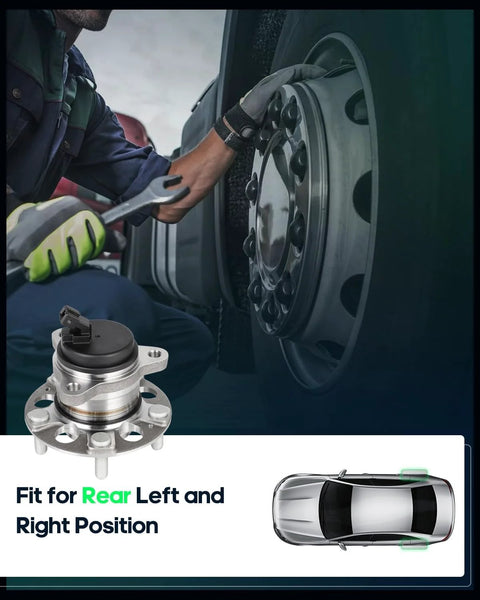 Rear Wheel Bearing Hub Assembly 512635 With ABS 5 Lugs Fits Hyundai Elantra 2017 2020 Hyundai Ioniq 2017 2022 Kia Niro 2017 2021 Drop In Replacement With OE Quality Durable Rear Position being installed on a car.
