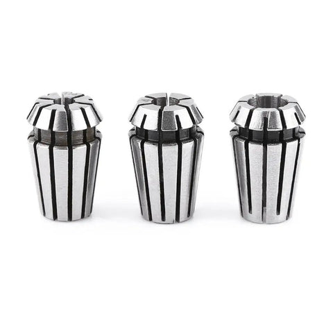 Heavy Duty ER11 CNC Collet Set With 3 Pieces For Precision Engraving And Milling Made From 65Mn Spring Steel, showing 3 collets.