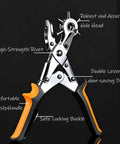 Leather Belt Hole Puncher Set With 3 Round Holes, 2 Flat Holes, And 1 Oval Hole, ergonomic handle, robust hole head, high-strength rivet.