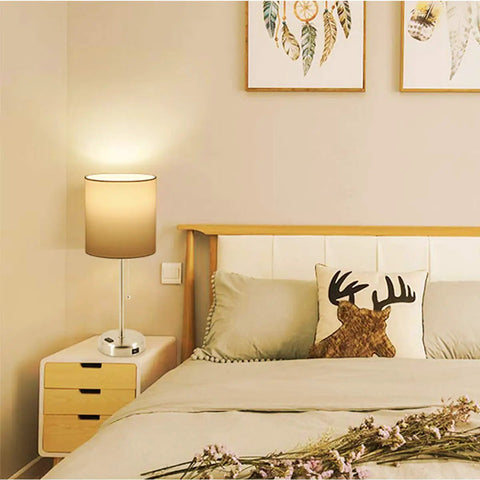 Set Of 2 Bedside Table Lamps For Bedroom And Living Room With 3 Color Temperature Settings USB Charging Port And AC Outlet