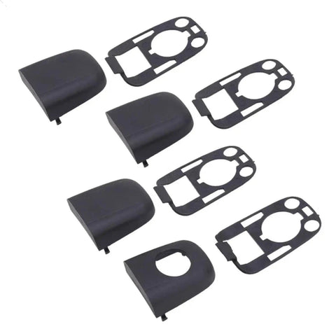 Upgrade Your Ride With This Super Cool Car Door Handle Ends Cap Trim Kit That Snaps Right On For Peop, 307 C2 And C3 Models To Make It Look Fresh With A Smooth Black Finish That Looks Lit., 8-piece black plastic door handle caps