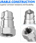 One Quarter Inch Hydraulic Quick Connect Couplers With Dust Caps ISO 7241 B Poppet Valve Pioneer Style Zero Leak