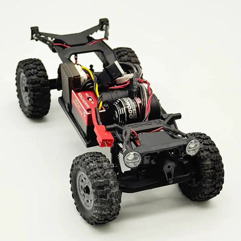 RC car chassis showcasing Nano Brushless Motor With 11T Steel Pinion For SCX30 And ASCENT-32 RC Cars Upgrades, high torque