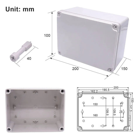 Waterproof Dustproof IP67 Junction Box ABS Plastic Enclosure For Electrical Projects Gray 8 By 6 By 4 Inches Weatherproof