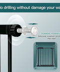 Extra Wide Pressure Mounted Baby Gate For Stairs And Openings installation detail showing no-drill setup with silicone cushion
